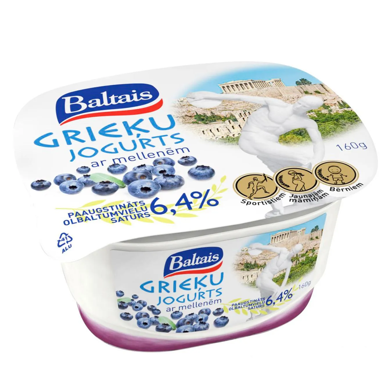 Йогурт Baltais Грецький з чорницею 6,4% 160г - Фото 1