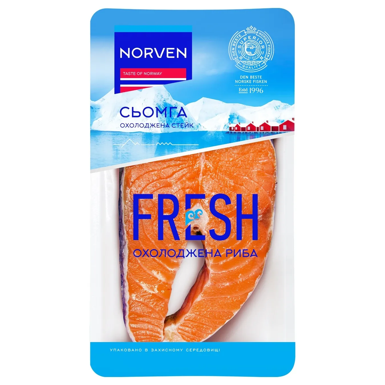 Сьомга Norven стейк охолоджений вакуумна упаковка - Фото 1