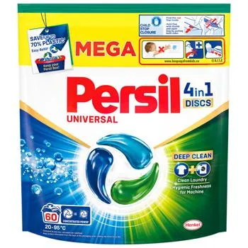 Капсули для прання Persil Discs Universal Deep Clean 4в1 60шт - Фото 1