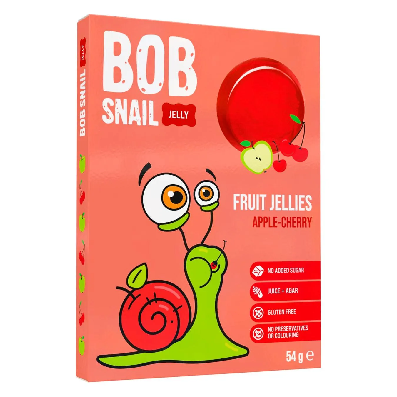 Мармелад Bob Snail Яблуко-вишня натуральний без цукру 54г - Фото 1