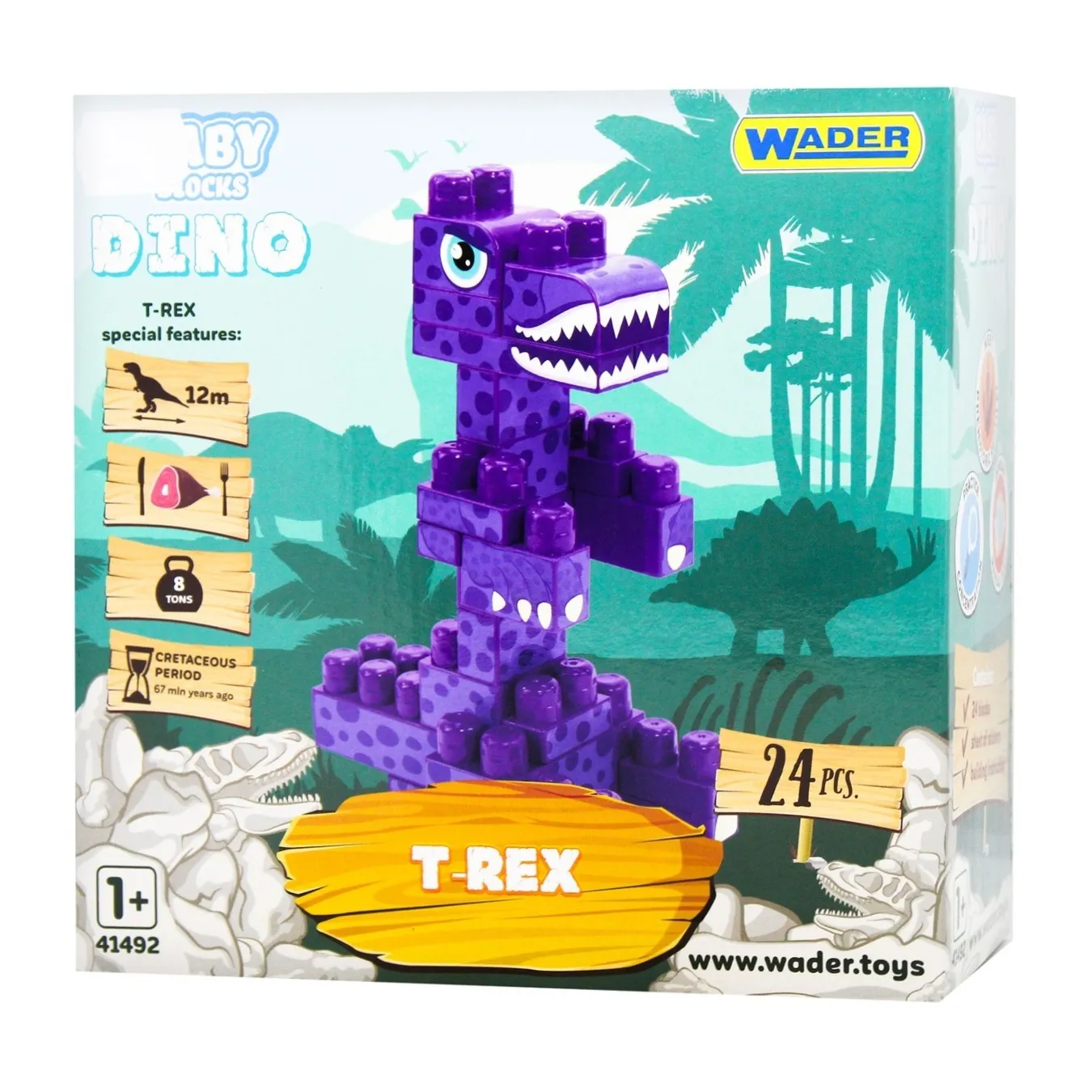 Конструктор Wader Baby Blocks Dino Тиранозавр - Фото 1