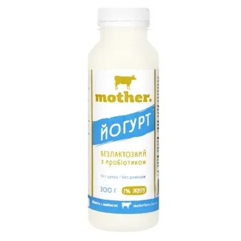 Йогурт Mother безлактозний з пробіотиком без цукру 1% 300г - Photo 1