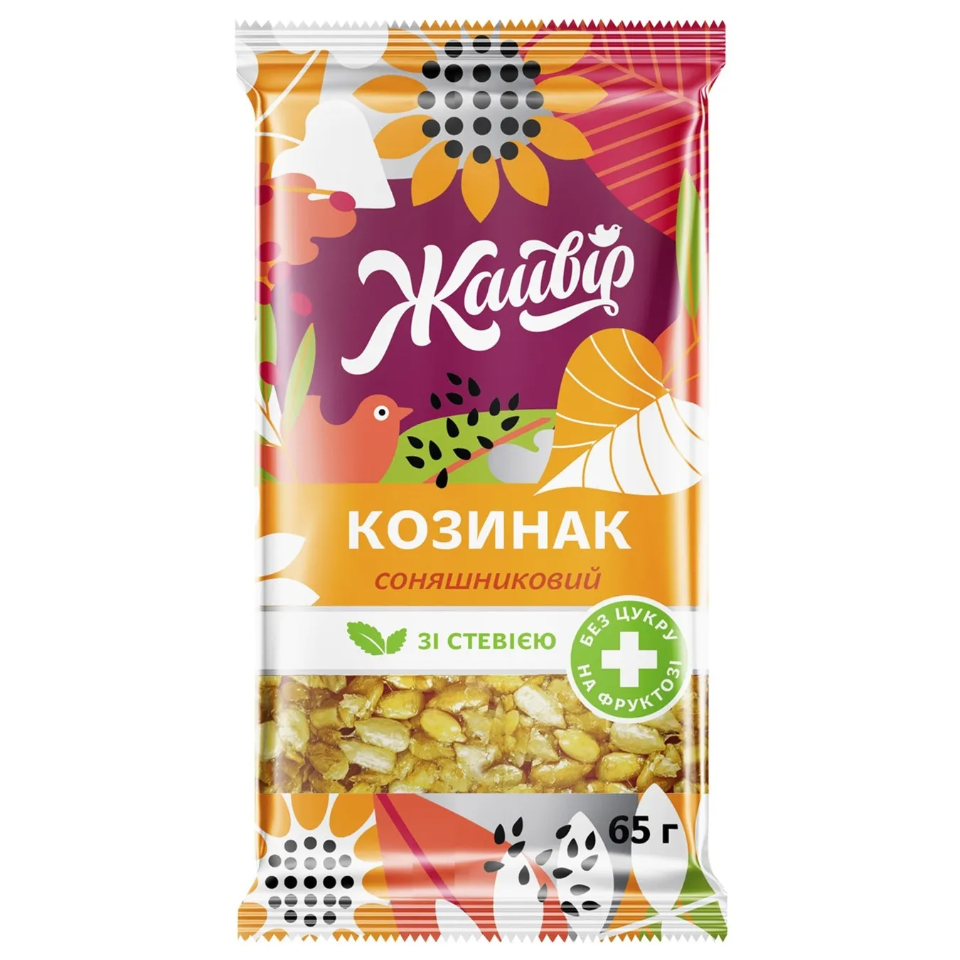 Козинак Жайвір соняшниковий на фруктозі зі стевією 65г - Фото 1