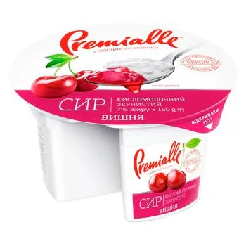 Сир кисломолочний Premialle Зернистий Вишня 7% 150г - Photo 1