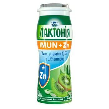 Напій кисломолочний йогуртний Лактонія Imun+Zn Алое-ківі 1,5% 100г - Photo 1
