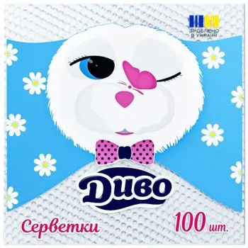 Серветки Диво одношарові 33х33мм 100шт - Фото 1