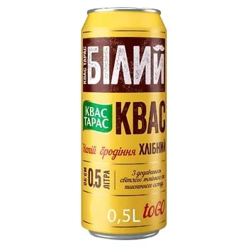 Квас Тарас Білий нефільтрований пастеризований сильногазований хлібний з/б 0,5л - Photo 5