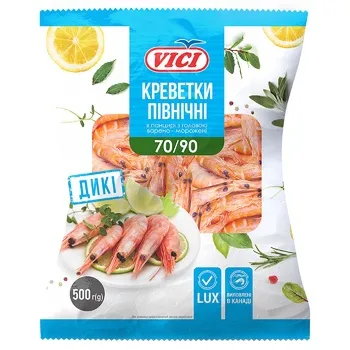 Креветки Vici в панцирі варено-морожені 70/90 500г - Photo 3