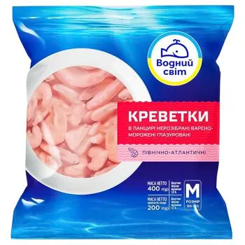 Креветки Водний Світ в панцирі варено-морожені 90-120 400г - Фото 3