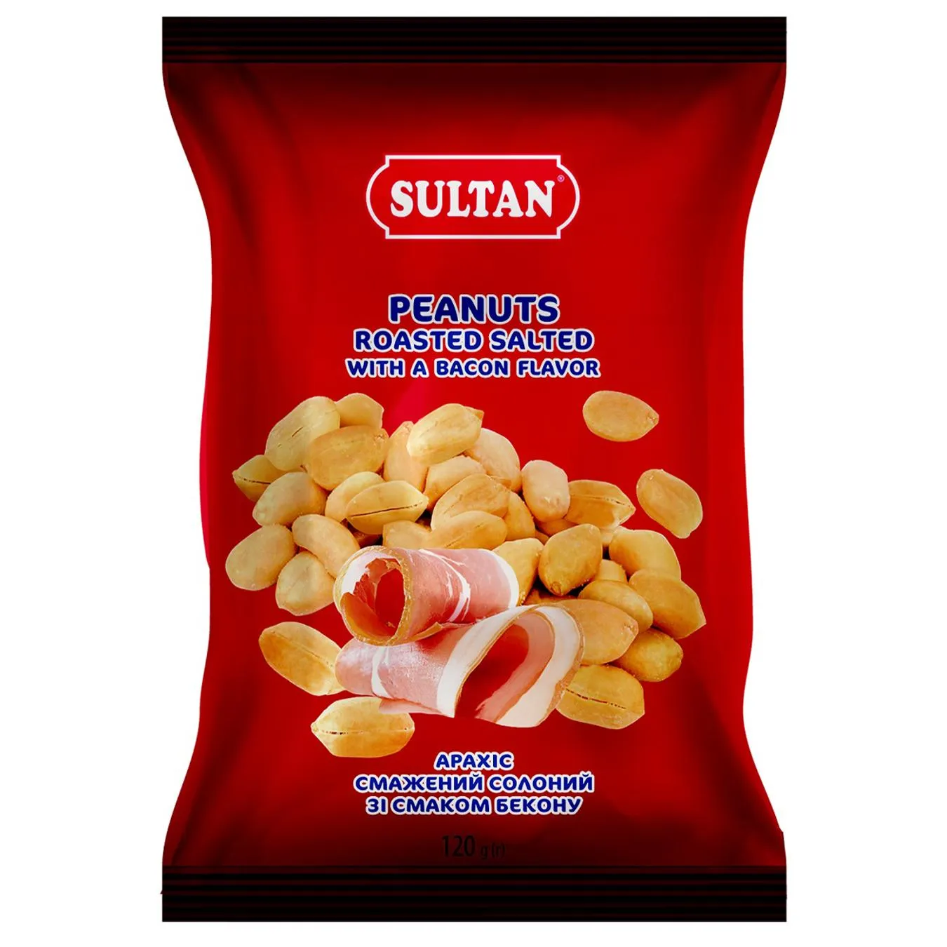 Арахіс Sultan смажений солоний зі смаком бекону 120г - Фото 1