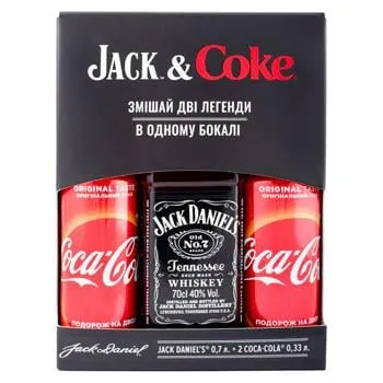 Набір подарунковий Jack&Coke Віскі Jack Daniel's 40% 0,7л та напій сильногазований Coca-Cola 0,33л 2шт - Фото 3