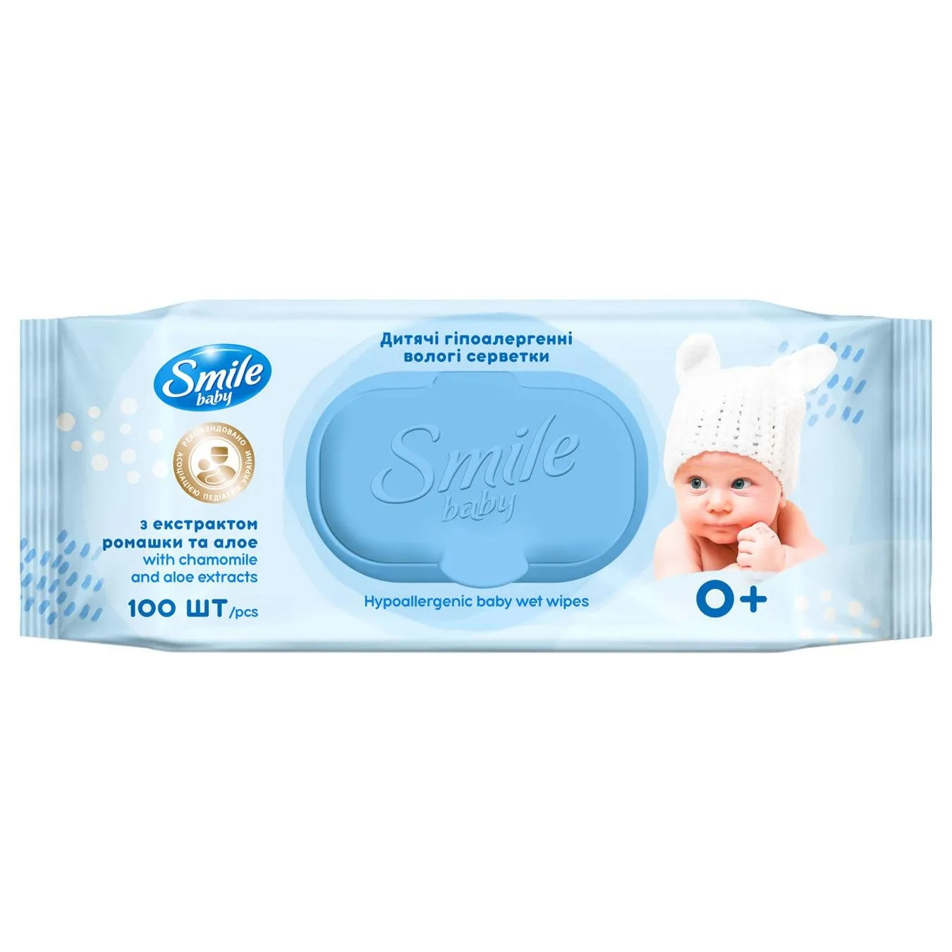 Серветки вологі Smile Baby дитячі з екстрактом ромашки та алое 100шт - Фото 6