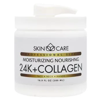Крем для обличчя, шиї і рук Skin Care Зволожуюючий і живильний із 24-каратним золотом і колагеном 500мл - Фото 3