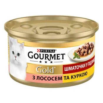 Корм вологий Gourmet Gold з лососем та куркою для котів 85г - Фото 6