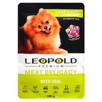 Корм вологий Leopold Premium М'ясний делікатес з телятиною для собак 100г - Photo 3