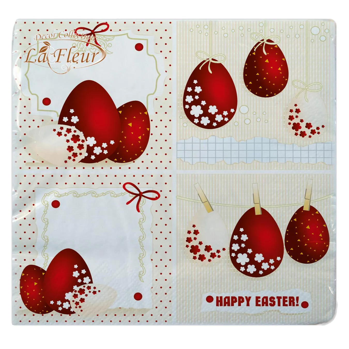 Серветка La Fleur стильне бордо 33х33см 16шт - Фото 1