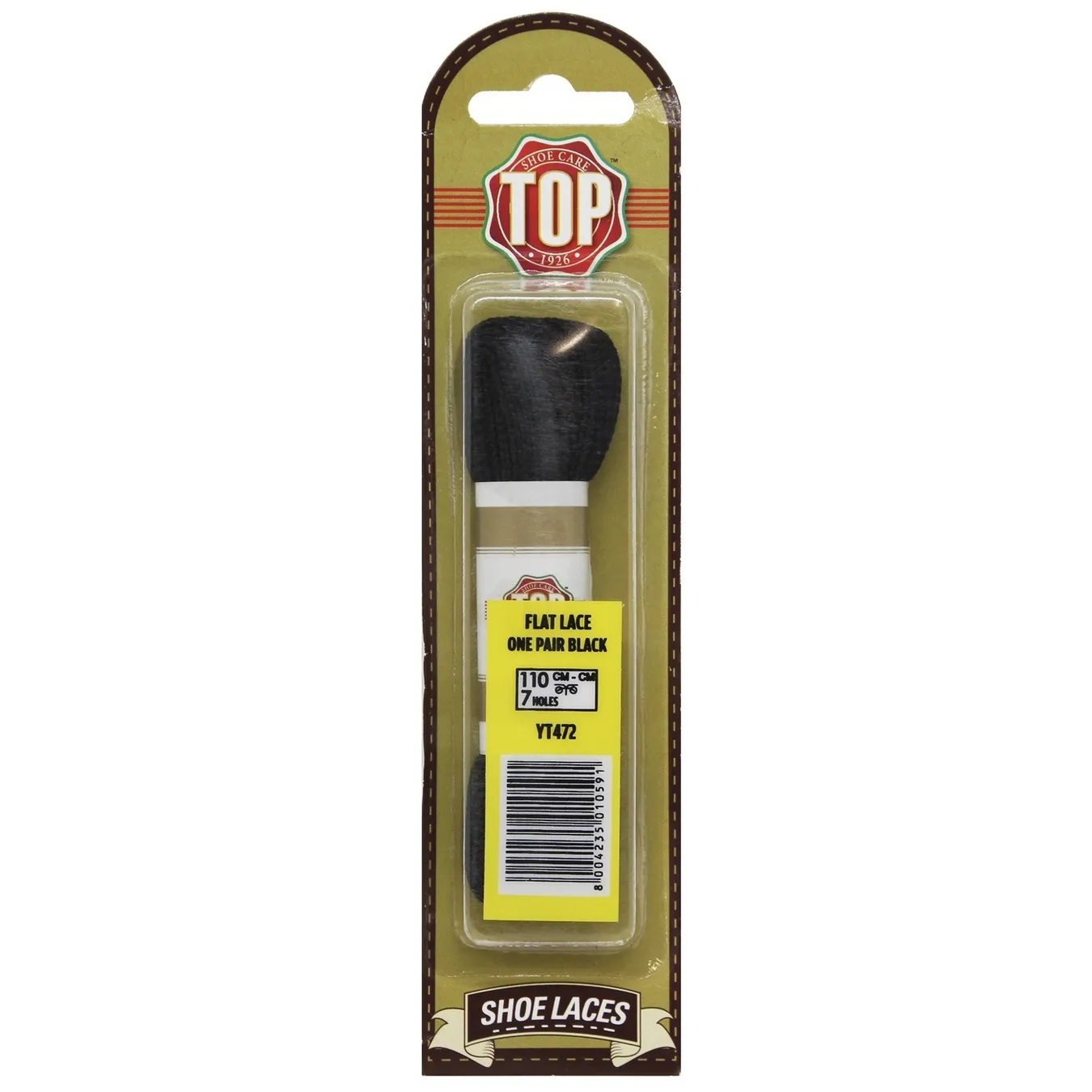 Шнурки TOP для взуття плоскі чорні 1пара 110см - Фото 1