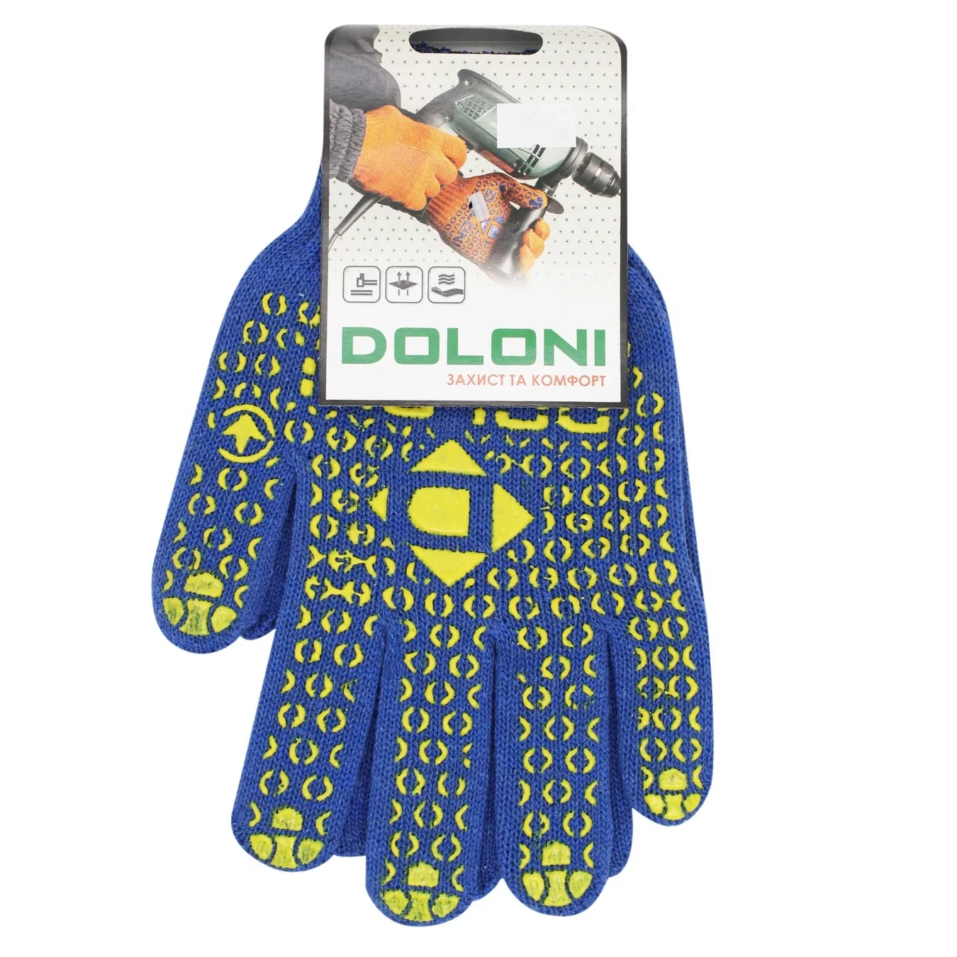 Рукавички Doloni робочі з синьою крапкою ПВХ 10клас - Фото 1
