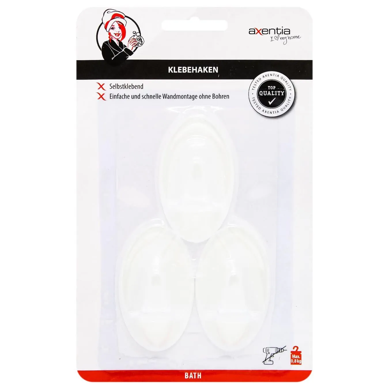 Гачок Axentia 2x5,3x3см 3шт - Фото 1