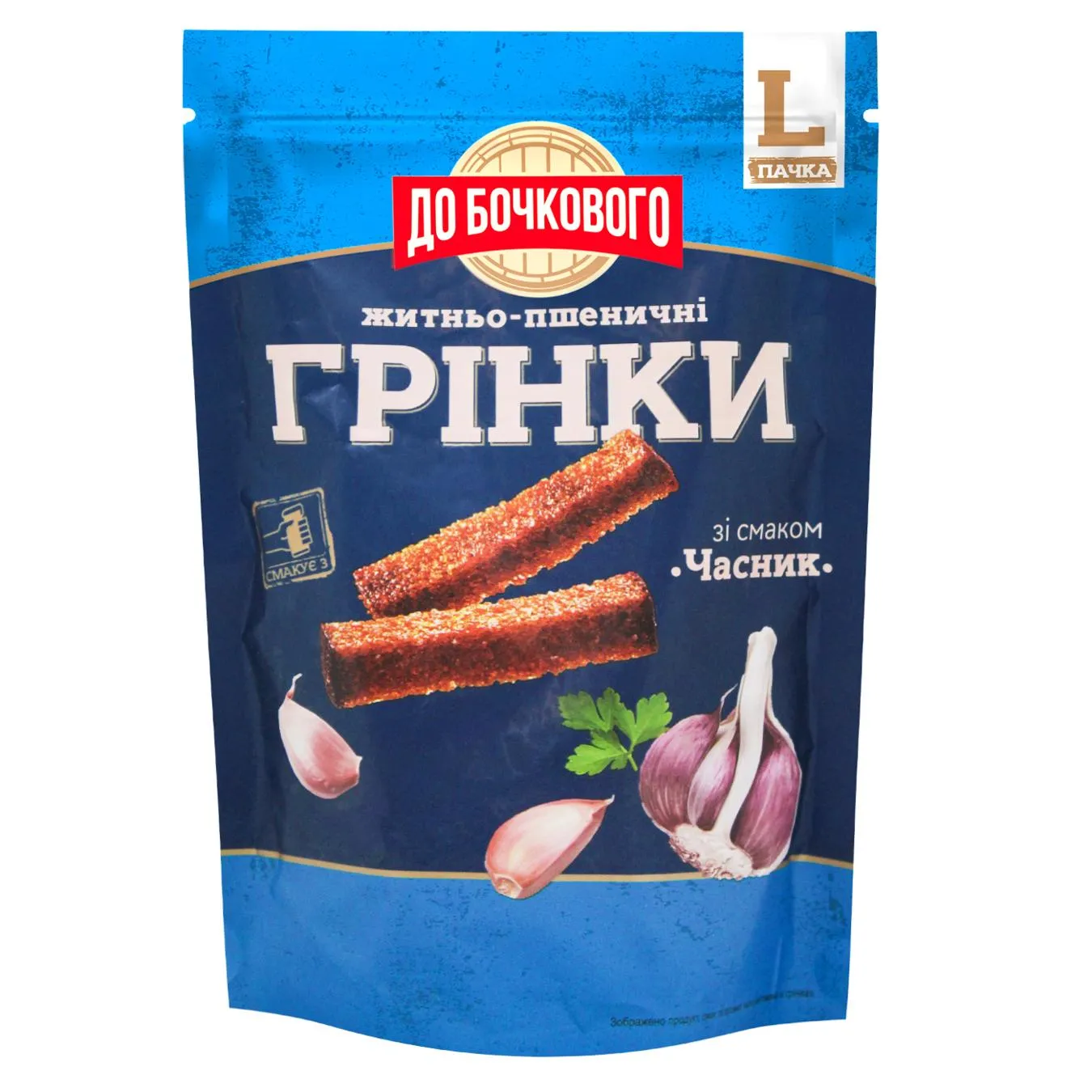 Грінки До Бочкового зі смаком часнику 120г - Фото 1