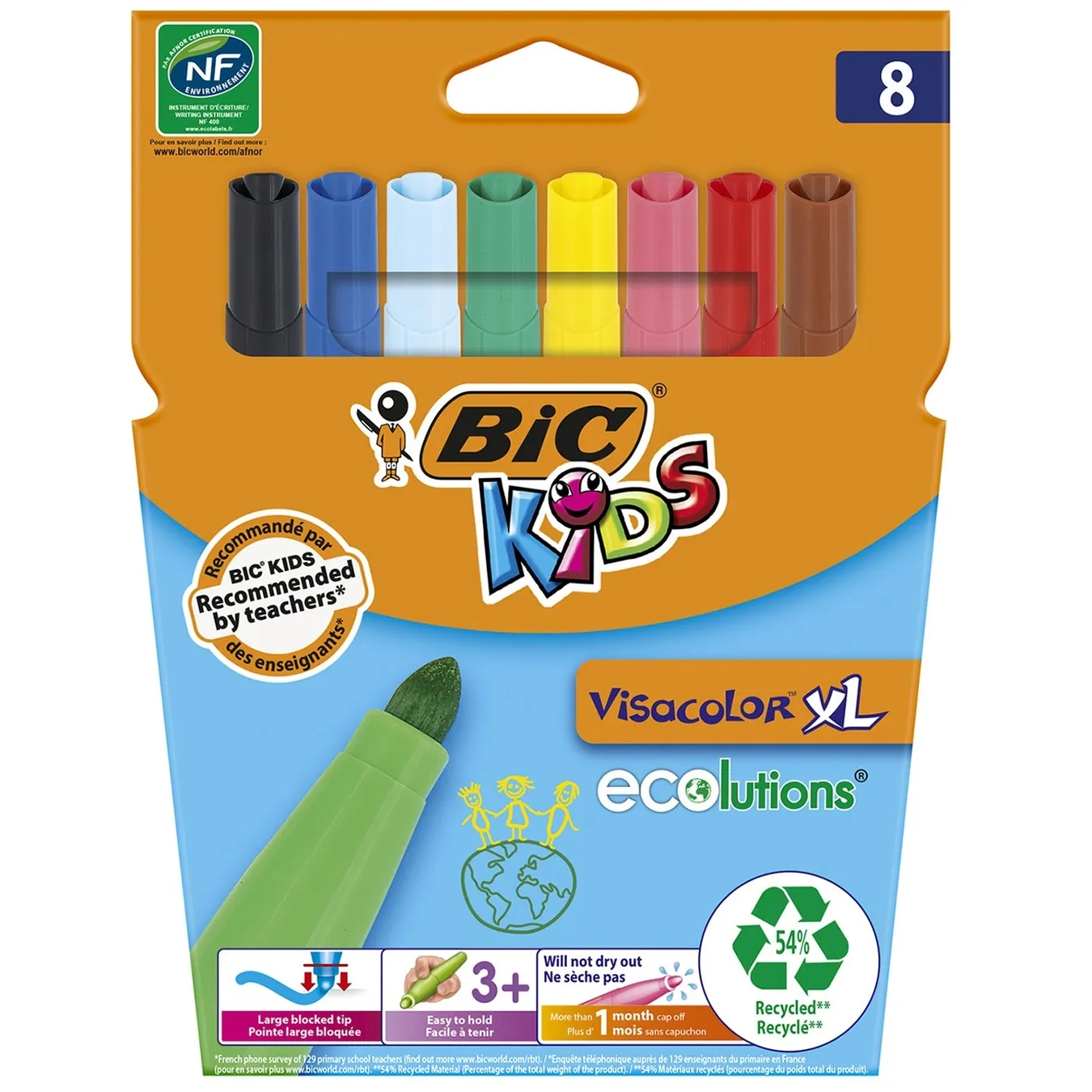 Фломастери BIC Kids Visacolor XL 8 кольорів - Фото 1