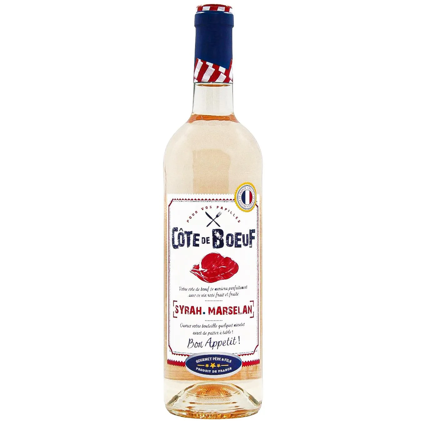Вино Cote de Boeuf Syrah-Marselan рож сухе 12,5% 0,75л - Фото 1