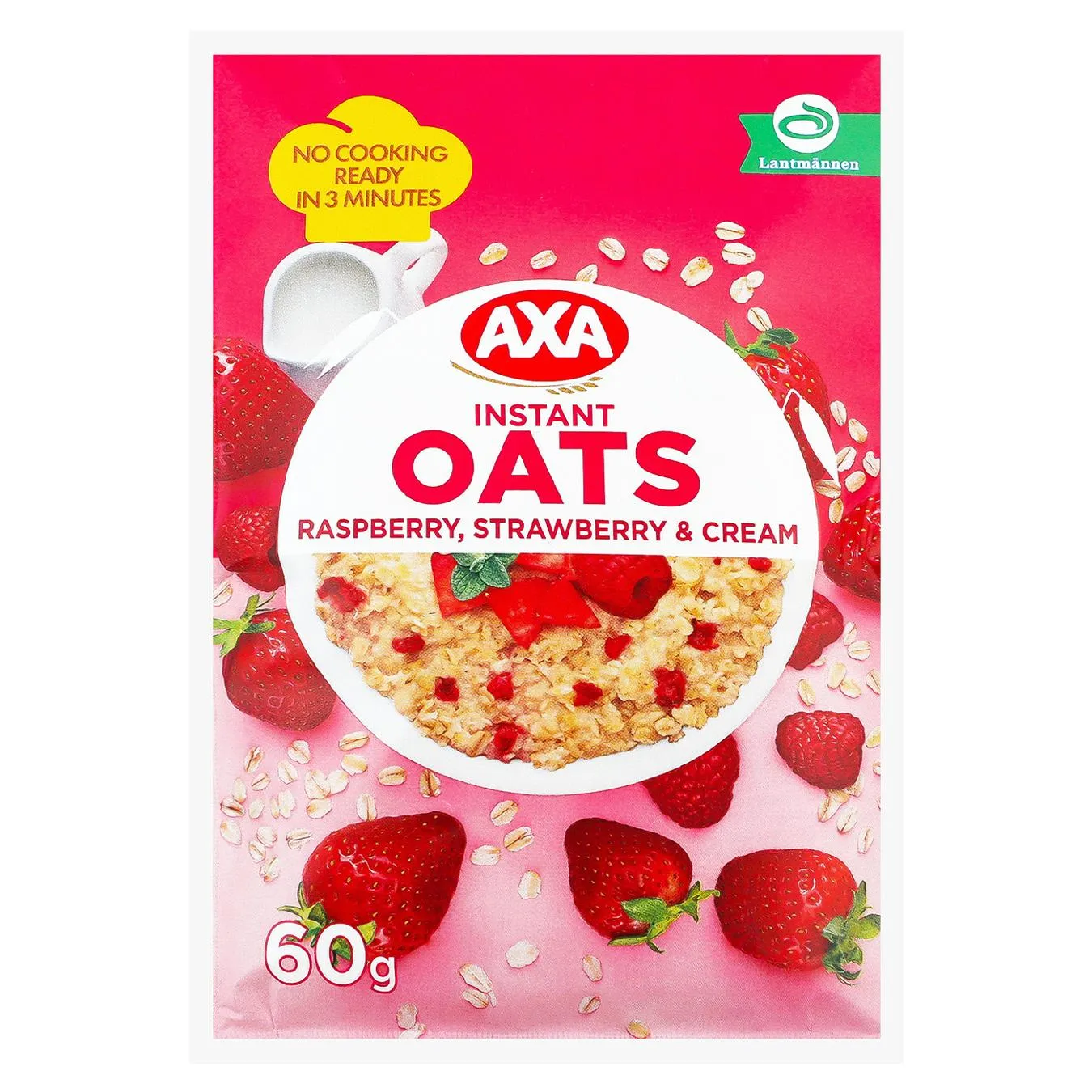 Каша вівсяна АХА з малиною, полуницею та вершками 60г - Фото 1