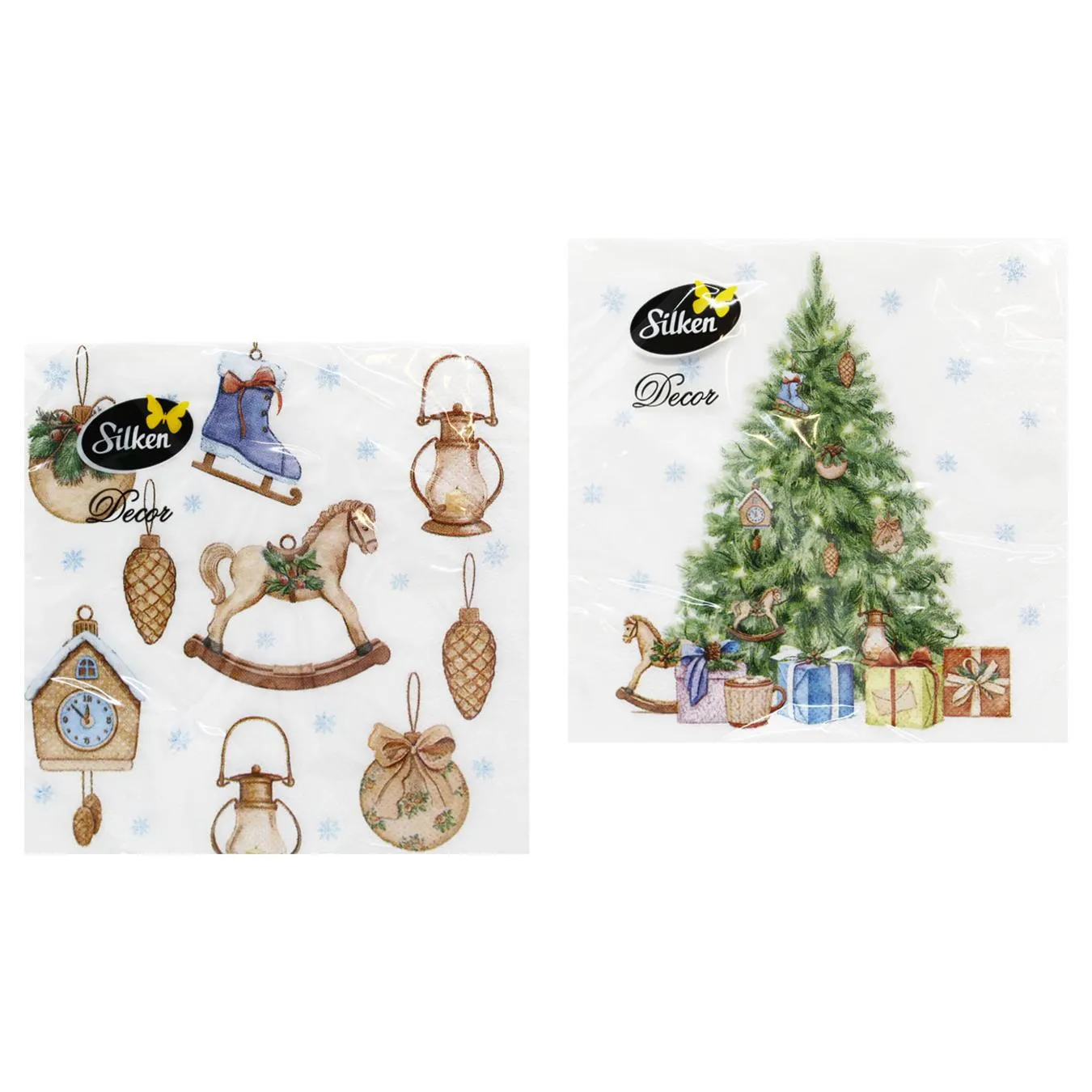 Серветки столові Silken Ялинка з іграшками 3-шарові 33*33см 18шт - Фото 3