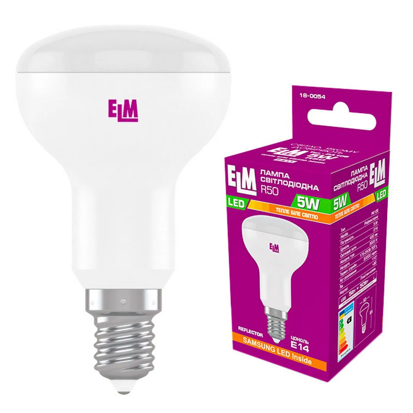 Лампа ELM Led R50 5W PA10 E14 3000 18-0054 - Фото 1