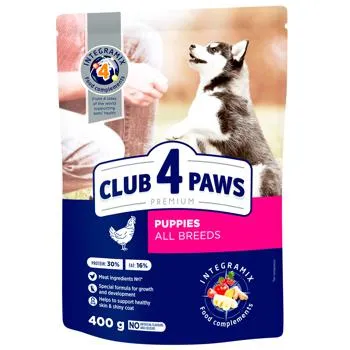 Корм сухий Club 4 Paws Premium з куркою для цуценят всіх порід 400г - Photo 1