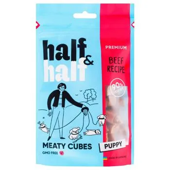 Ласощі для цуценят Half&Half Meaty Cubes з яловичиною 100г - Photo 1