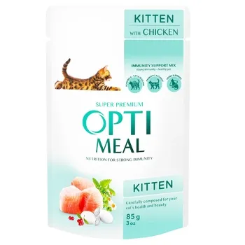 Корм вологий Optimeal з куркою для кошенят 85г - Photo 1