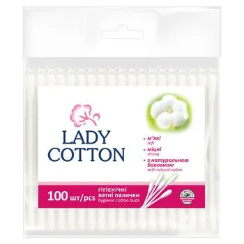 Палички ватні Lady Cotton в поліетиленовому пакеті 100шт - Photo 1