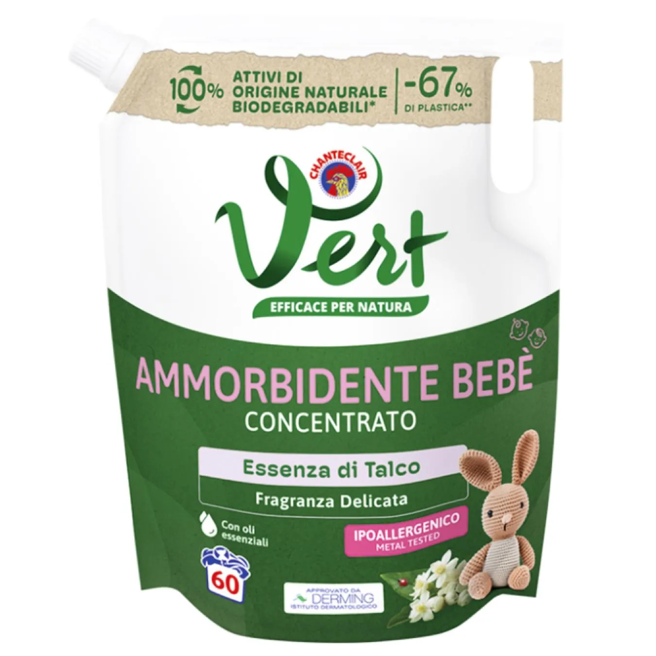 Ополіскувач для дитячої білизни ChanteClair Vert з тальком 1,2л - Фото 1