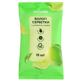 Серветки вологі Novus з ароматом лайму 15шт - Photo 1
