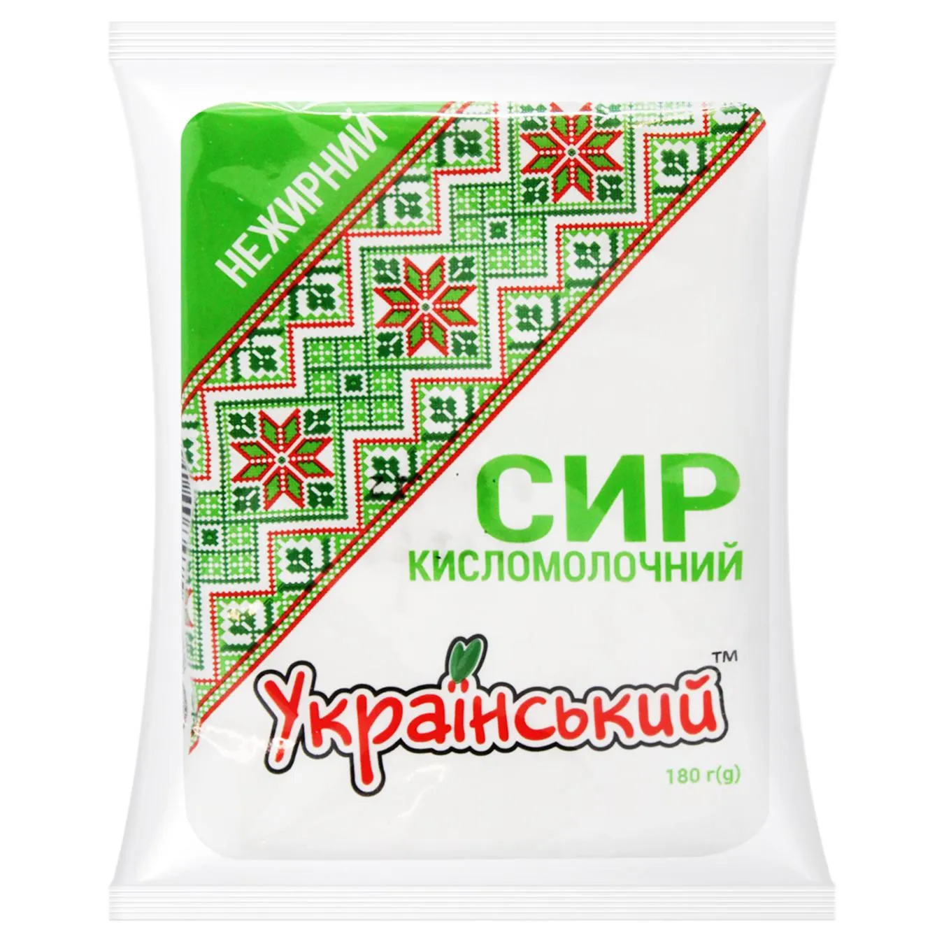 Сир кисломолочний Український нежирний 180г - Фото 1