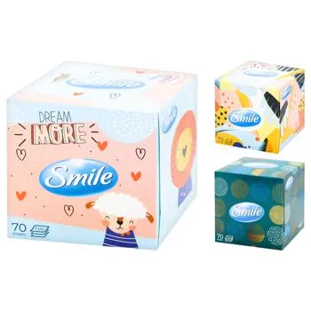 Серветки косметичні Smile білі 3-шарові 70л - Photo 1