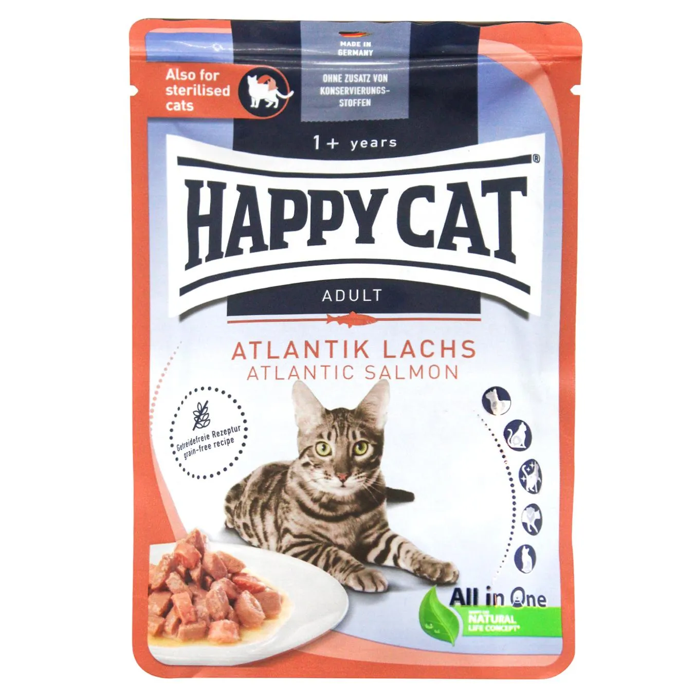 Корм вологий Happy Cat з атлантичним лососем для котів 85г - Фото 1