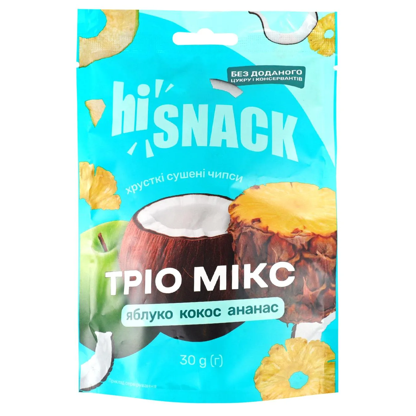 Чипси фруктові hiSnack Яблуко, кокос, ананас 40г - Фото 1