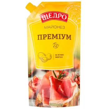 Майонез Щедро Преміум 72% 550г - Фото 1
