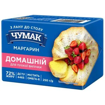 Маргарин Чумак Домашній для пухкої випічки 72% 250г - Photo 1