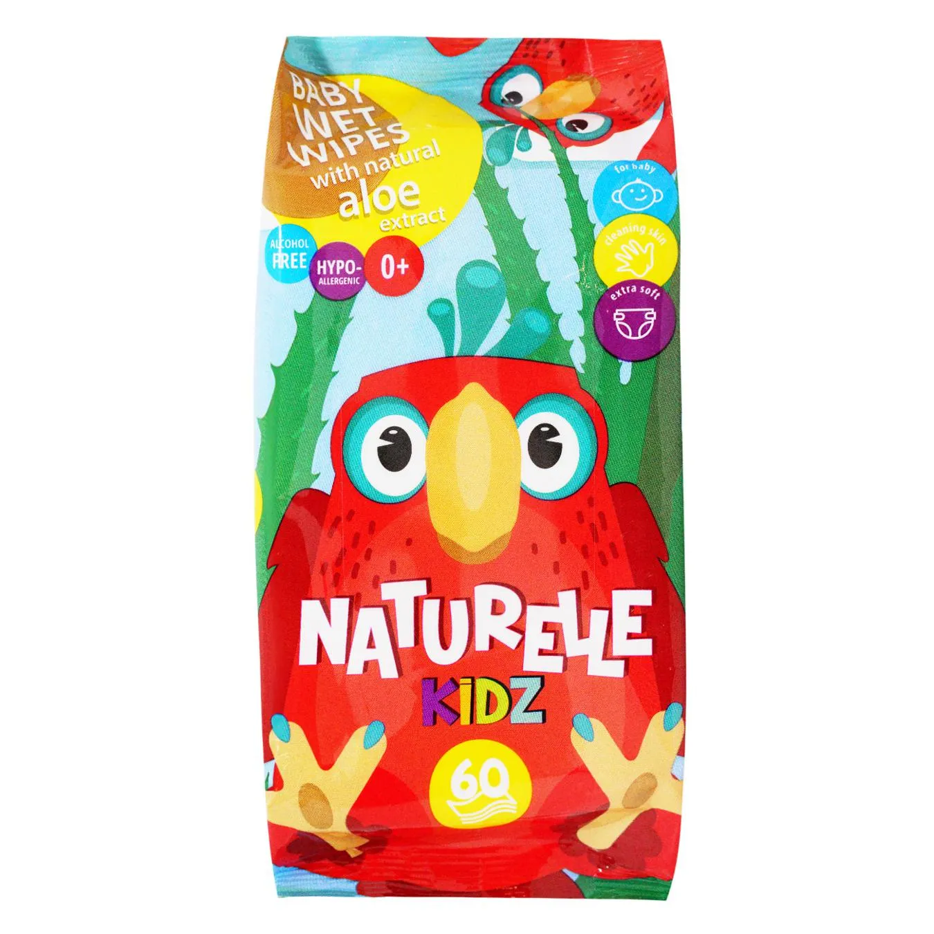 Серветки вологі Naturelle Kidz Алое дитячі 60шт - Фото 1