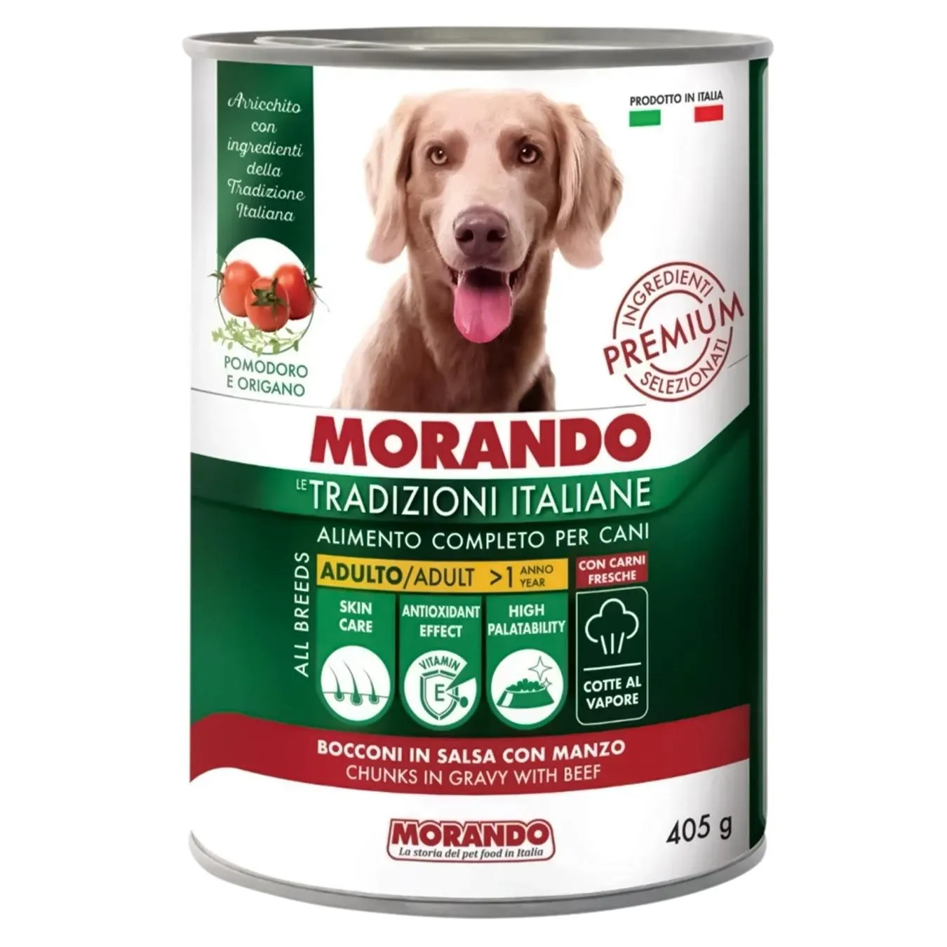 Корм консервований для собак Morando Tradizioni шматочки в соусі з яловичиною 405г - Фото 1