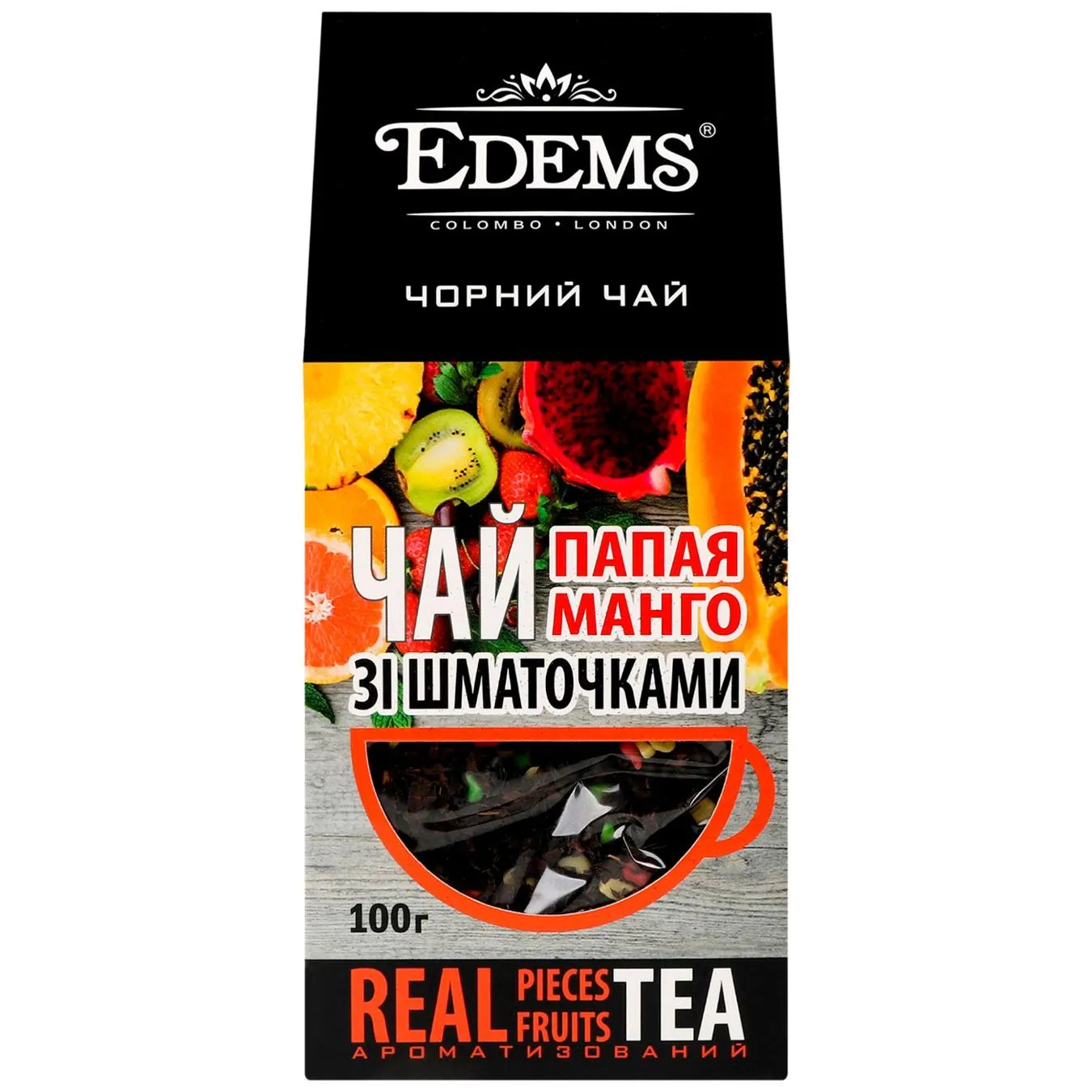Чай чорний Еdems папайя та манго 100г - Фото 1