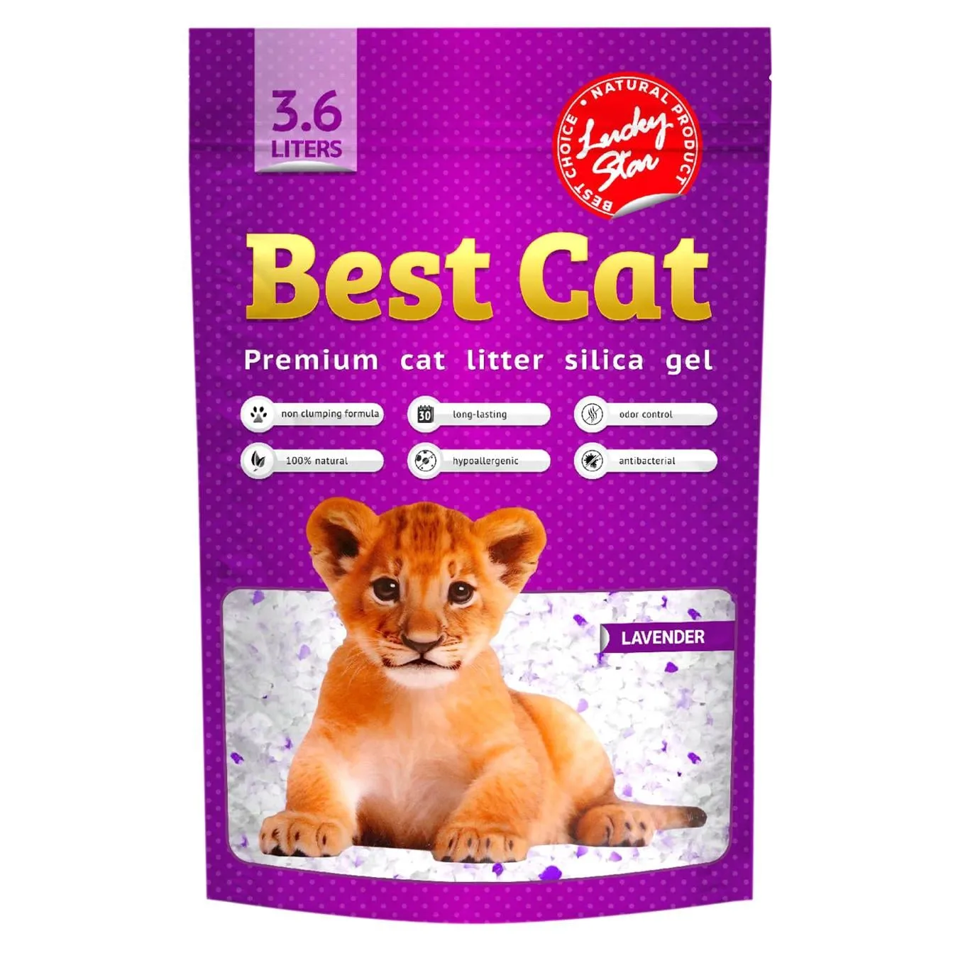 Наповнювач гігієнічний Best Cat для котів cилікагелевий з ароматом лаванди 3,6л - Фото 1
