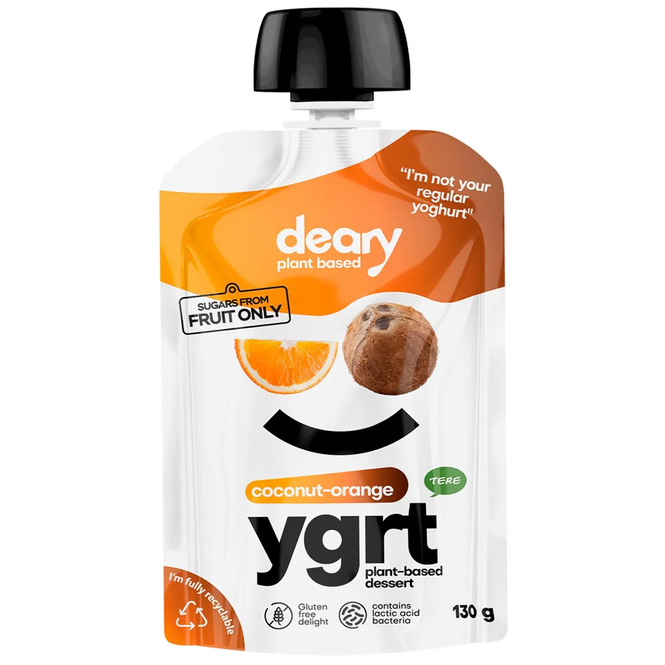 Десерт Deary на рослинній основі зі смаком кокосу та апельсину без цукру 130г - Фото 1