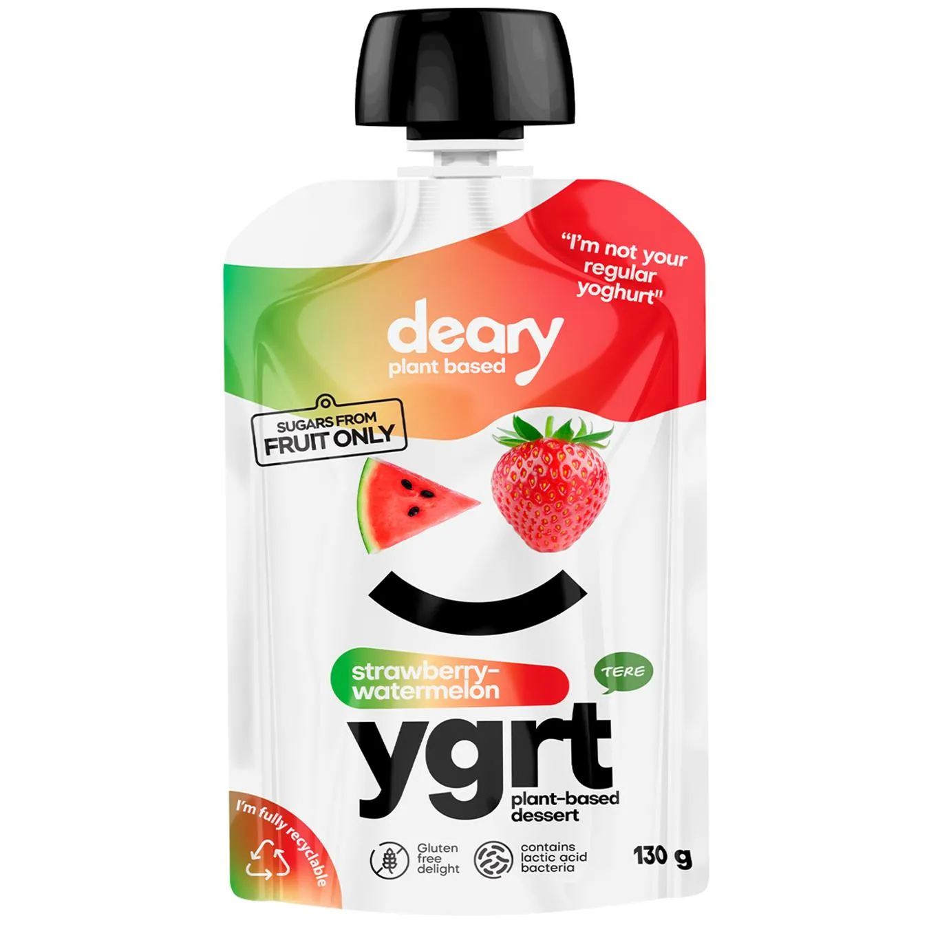 Десерт Deary на рослинній основі зі смаком кавуна та полуниці без цукру 130г - Фото 1