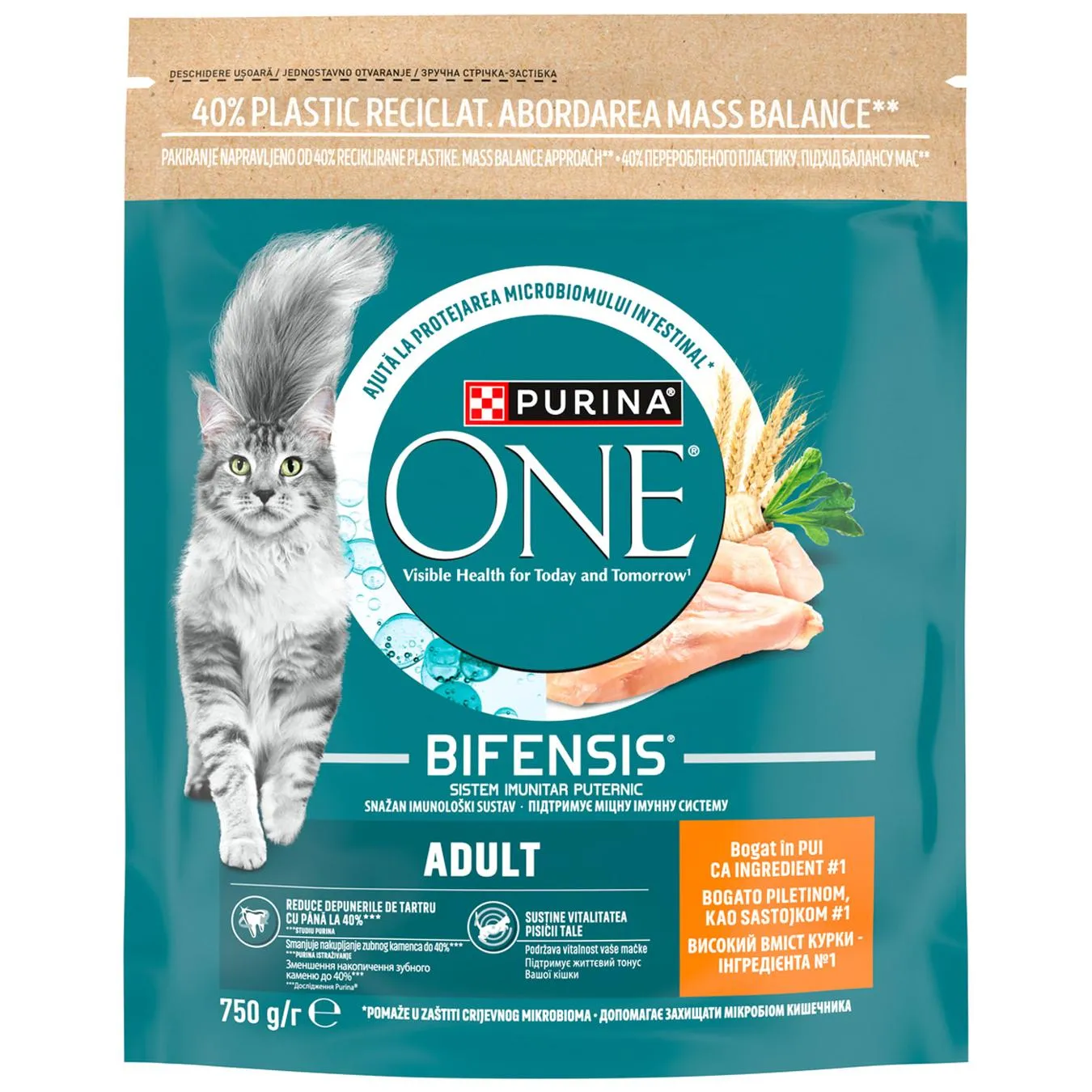 Корм сухий Purina One Adult з куркою та цільними злаками для котів 750г - Фото 1