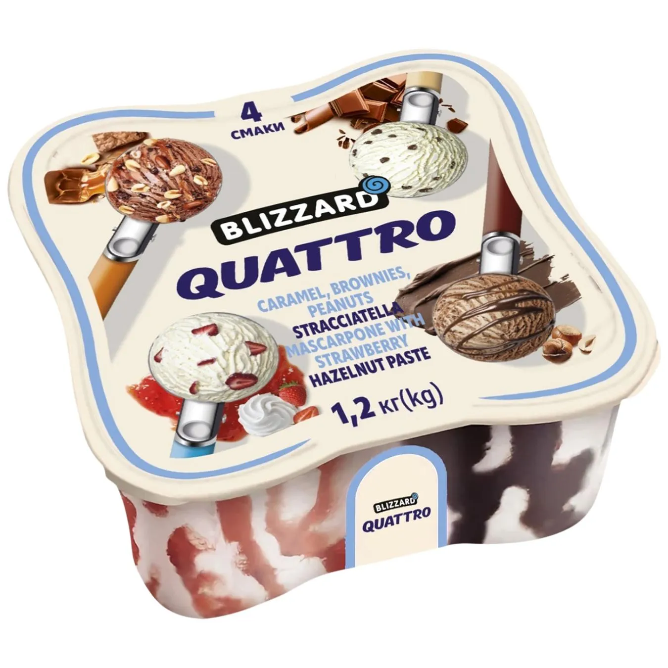 Морозиво Blizzard Quattro 4 смаки 1,2кг - Фото 1