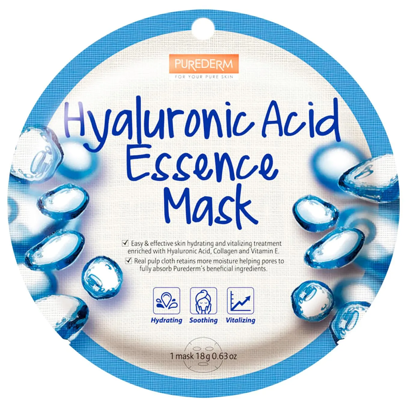 Маска Purederm з есенцією гіалуронової кислоти 18г - Фото 1